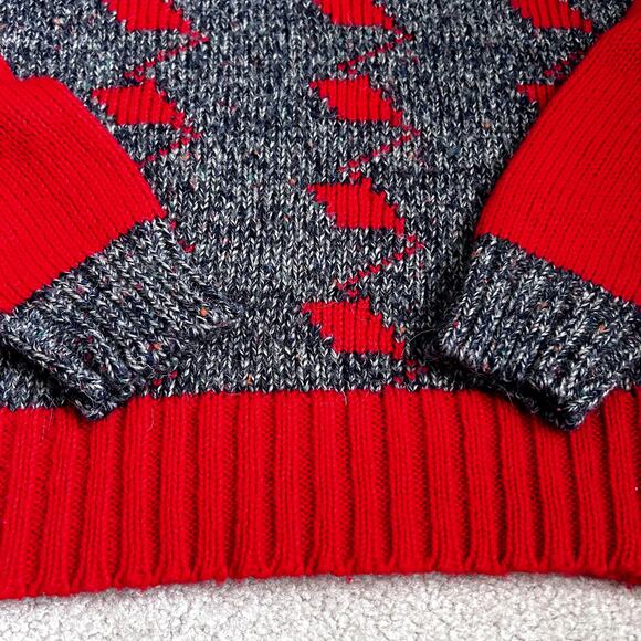 Guo For You Vintage 90s Grandpa style Blend Wool Red Sweater Size S - Picture 10 of 10